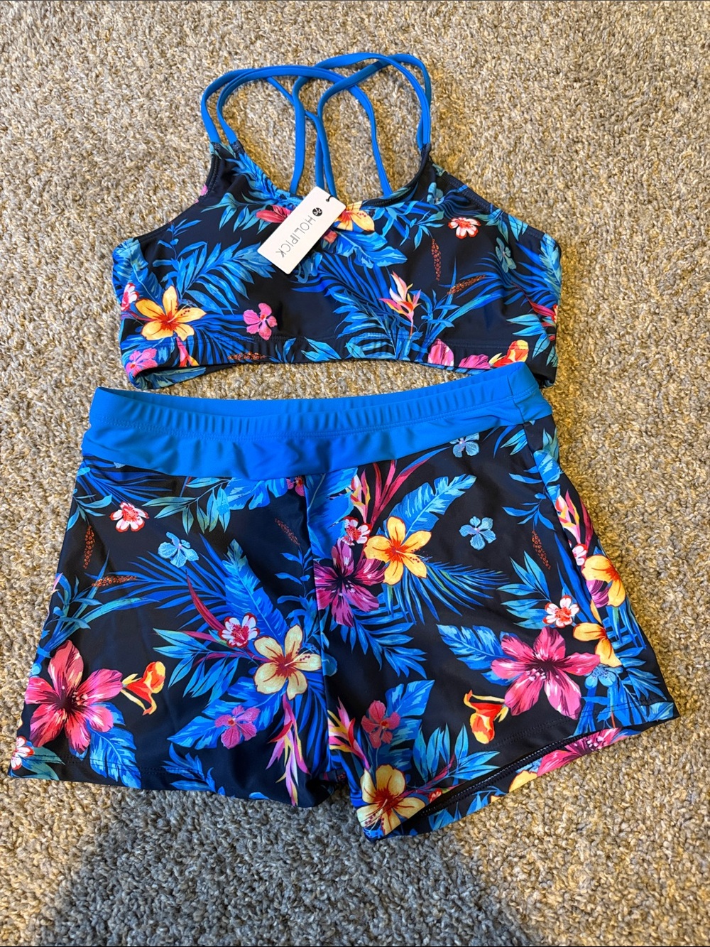 Tropical Floral Women's Bikini Set in Blue